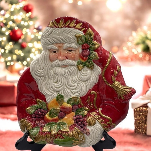Fitz and Floyd Vintage Santa Christmas Cookie Serving Plate Renaissance … - Picture 1 of 7